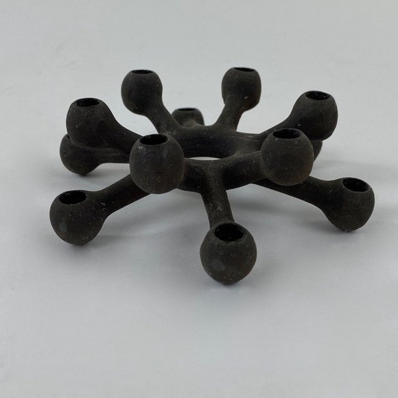 Dansk Designs Mid Century Modern Starburst Candle Holder Cast Iron - Picture 2 of 9
